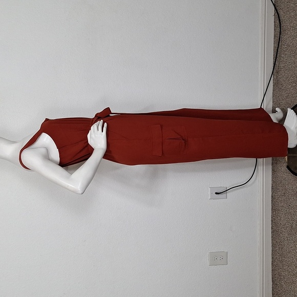 As U Wish "NEW" Juniors' Rust Boho Belted Cargo Jumpsuit Overalls Size L - Picture 3 of 14